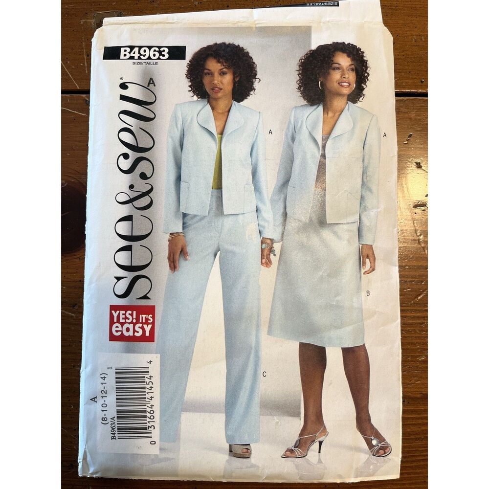 Vintage See And Sew Pattern B4963 Size 8-14 Women’s Suit: Uncut!